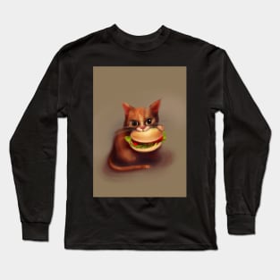 Cat eating Burger Long Sleeve T-Shirt